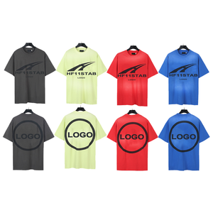 تيشيرتات رائجة على الطراز الأوروبي والأمريكى بطباعة عتيقة مغسولة بأكمام قصيرة وطباعة رقمية كلاسيكية كاجوال من القطن - Product Image 1