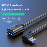 Cable de Datos USB 3.0 con Adaptador en Ángulo Izquierdo/Derecho de 90 Grados para Ratón, Unidad Flash USB, Extensión, Niquelado