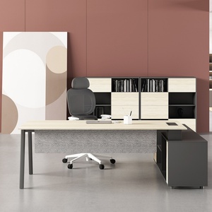 Modern Executive L-Shaped Office Desk with Storage Cabinet New Design <b>Workstation</b> Furniture for General Managers - Product Image 2