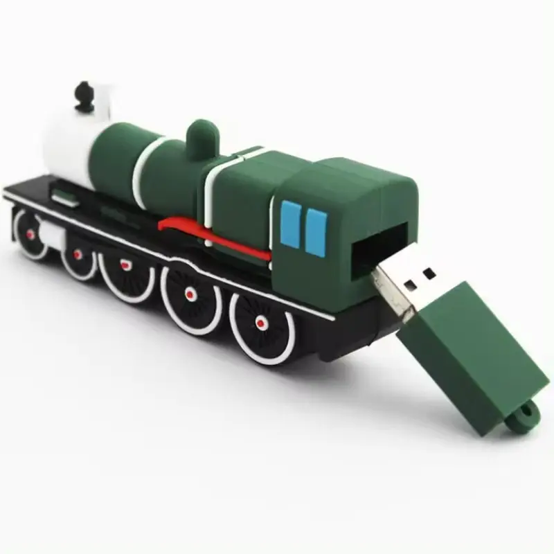 Hoge Kwaliteit Grote Groene Trein Usb Flash Drive Stoomlocomotief Memory Stick Pen Drive 1Gb 2Gb 4Gb