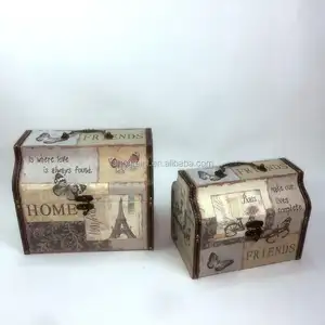 Mingcan S/2 handgemachte antike geschenkverpackungsbox hölzerner aufbewahrungskoffer für zuhause