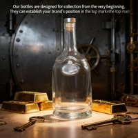 Bouteille en verre de flint ovale à fond épais de 750 ml avec logo personnalisé de luxe, avec impression sérigraphique pour gin, rhum, vodka