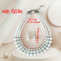 Ensemble collier ras-de-cou et boucles d'oreilles en fausses perles à 3 couches, style Old Money Quiet Luxury, avec strass et plusieurs rangs, bijoux de mariage pour femme