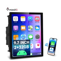 Autoradio Android Podofo 9,7 pouces 2+32G Double Din, écran partagé, CarPlay sans fil et Android Auto, GPS, WIFI, autoradio d'usine