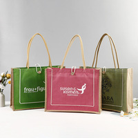 Sac fourre-tout en toile de jute naturelle noire et jaune imperméable de haute qualité, avec logo imprimé, pour femme