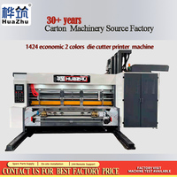 Machine d'impression flexographique rotative économique 1424 entièrement automatique 2 couleurs à encre aqueuse avec découpe à la presse, équipement pour carton économique