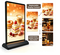 Boîtes lumineuses publicitaires LED pour comptoirs commerciaux avec cadre noir et base robuste pour l'affichage des menus de restaurants et cafés