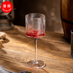 מפעל וינטג חתונה ישר מרובע כוסות יין מרובעים להגדיר חוט ורוד ורוד פסים גליליים - Product Image 6