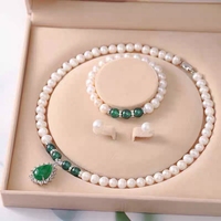 Ensemble de bijoux en perles pour maman, collier, bracelet, boucles d'oreilles, perles d'eau douce rondes de 8 à 9 mm, argent 925, vente en gros pour femmes, personnalisable