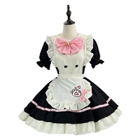 Robe Lolita Femme Mignonne Chatière Noire Rose, Costume Cosplay Anime pour Halloween et Thématique Tea Party