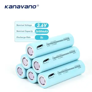 סוללת תא kanavano 2600mah 18650 5c 2600 לי סוללה נטענת 2600mah 18650 תא סוללת ליתיום