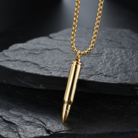 Collier pour hommes, vente chaude, bijoux hip-hop, pendentif en acier inoxydable en forme de balle, flacon d'huile essentielle, collier militaire pour hommes