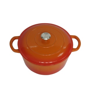 <span class=keywords><strong>Cocotte</strong></span> <span class=keywords><strong>en</strong></span> <span class=keywords><strong>fonte</strong></span> émaillée dégradé orange de qualité supérieure, pot à ragoût rond avec couvercle auto-irrigant - Product Image 3