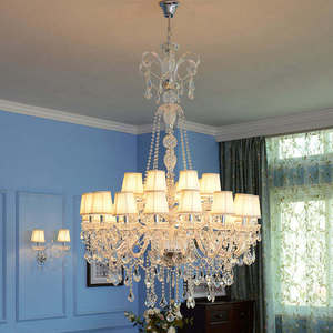 European Style 6 Light Crystal Chandelier Gold Frame Warm <b>White</b> LED E14 Pendant Light for <b>Living</b> <b>Room</b> - Product Image 2