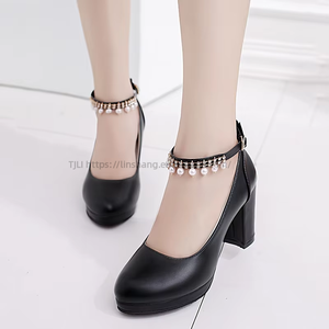Wedding Party Guest Shoes Women's Chunky Heel <b>Pumps</b> Pearl Strap Comfortable - Product Image 3