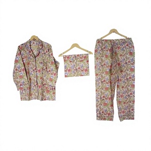 Ensemble de pyjama pour femmes à imprimé floral 100% coton, manches longues, vêtements de nuit classiques, longueur intégrale, tissu tissé doux, style printemps - Product Image 1