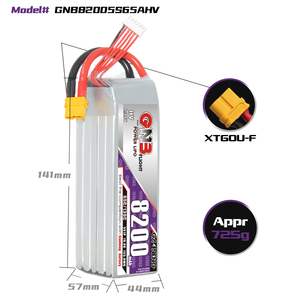 สำหรับ GNB82005S65AHV 8200มิลลิแอมป์5วินาที19โวลต์65C/130C XT90แบตเตอรี่ Lipo RC 300รอบ LiCoO2สำหรับรถเครื่องบินเรือไฟฟ้า - Product Image 3