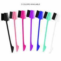 Brosse à sourcils double embout 3-en-1 en gros, brosse à cheveux rebelles, peigne à bordure, outil de toilettage en ABS et nylon, logo personnalisé OEM ODM B2B
