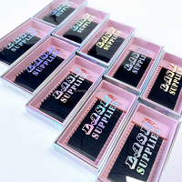 Vente en gros de plateau d'extensions de cils en vison en cachemire de marque privée 0.03 plateau de cils individuel méga volume russe noir foncé mat