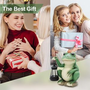Statue de grenouille à LED solaire avec lanterne ornement de jardin cadeau de vacances pour <span class=keywords><strong>statuette</strong></span> décorative - Product Image 3