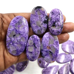 Charoite ธรรมชาติ! หิน Charoite cabs ทรงแบนขนาดใหญ่หิน Charoite สีม่วงสำหรับทำเครื่องประดับขายส่ง - Product Image 5