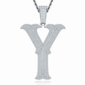 Collier Pendentif Lettre <span class=keywords><strong>V</strong></span> en Moissanite VVS, Argent 925 Plaqué Platine, Bijoux Hip Hop Personnalisés avec Nom, Vente en Gros Usine - Product Image 5