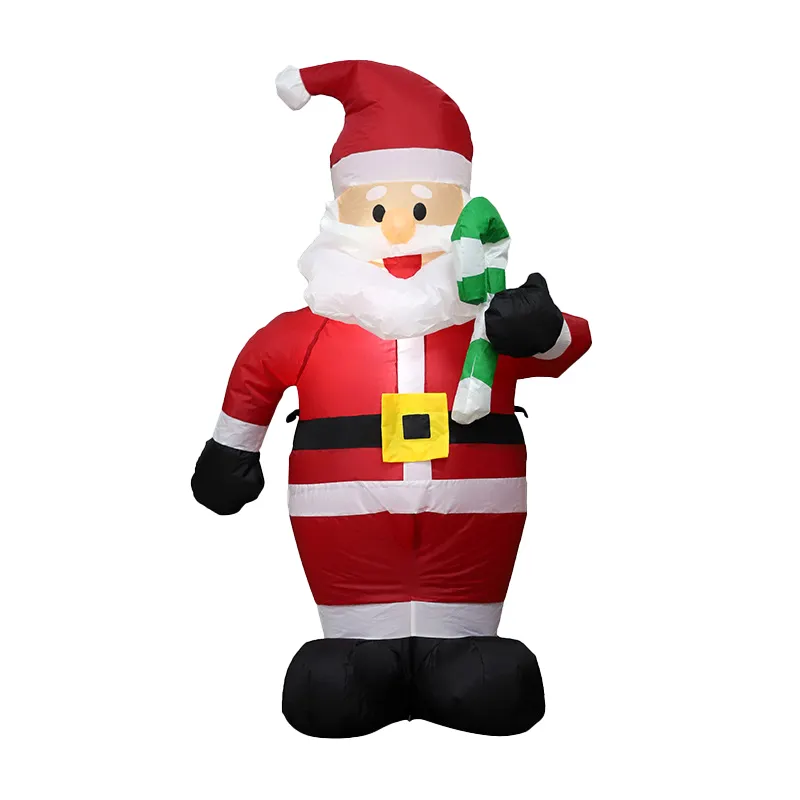 Giant Xmas Blow Up LED Santa Claus Model Christmas Inflatable Santa With Candy Cane Air Blown Decor Santa Candy Cane With Light
