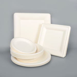 Plateau de restauration rapide jetable vert personnalisé de 9 pouces 100% Vaisselle biodégradable compostable Bagasse Canne à sucre Plastique poli - Product Image 3