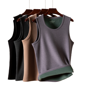 Chaleco de punto grueso y cálido para hombre con camiseta sin mangas en el interior, ideal para deportes y fitness en otoño e invierno. - Product Image 1