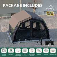 Tente pneumatique Coody 10.0 Pro Air - Noire, grande tente familiale d'extérieur pour le camping, imperméable, en coton, pour le glamping