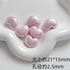Perle Acriliche Effetto Perla con Superficie Rugosa a Forma di Cuore con Fori Passanti per Creazioni Fai-da-Te di Charm per Telefoni e Portachiavi - Product Image 3