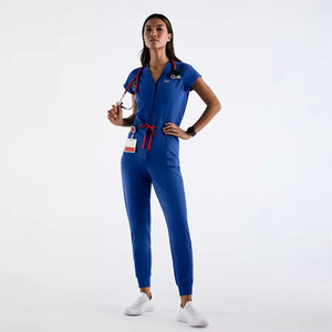 Ensemble de blouses médicales Senyun pour femmes, col en V, manches courtes, <span class=keywords><strong>pantalon</strong></span> large à fente latérale, uniforme d'infirmière confortable et respirant - Product Image 5