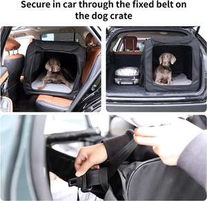 Taşınabilir köpek sandık katlanabilir kulübesi evi kafes seyahat orta büyük köpekler araba taşıyıcı Pet yumuşak taraflı sandık kapalı açık - Product Image 2