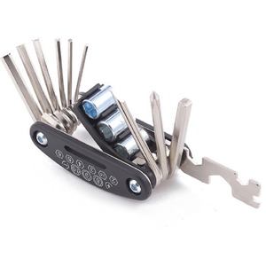 Kit de réparation de pneus de vélo multifonctionnel pliable et personnalisable en acier noir 10 en 1, ensemble d'outils de réparation, clé à molette - Product Image 4