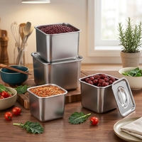 Contenants de stockage d'épices alimentaires carrés multifonctionnels en acier inoxydable de 12 à 18 cm, ensembles de pots à épices carrés en acier inoxydable avec couvercle