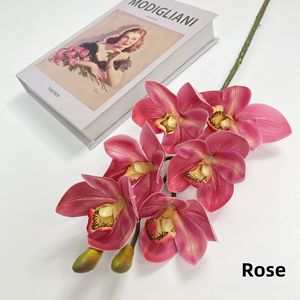 سيمبيديوم أبيض مطبوع عليه 6 رؤوس ثلاثي الأبعاد وردي مع جذع لمس حقيقي لحفلات الزفاف المنزلية وعيد الميلاد/ديكورات التخرج - Product Image 4