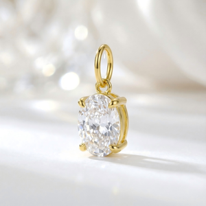 Pendentif solitaire en diamant de laboratoire, or massif 10K 14K 18K plaqué rhodium, sertissage griffe, VS1, 1-2 carats, taille ovale, luxe, IGI, pour femme - Product Image 1