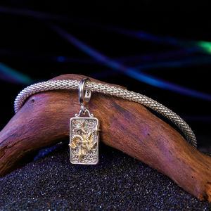 12 Zodiac Charms 925 Sterling Silber 18 Karat Gold Zweifarbiger Rechteck Anhänger Zodiac Const ellation Perlen für die Schmuck herstellung BSC1164 - Product Image 5