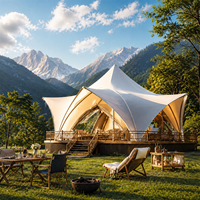 Tente de camping en forme d'étoile de mer, style influenceur, en tissu PVDF, imperméable 3000 mm, taille 15x15x9 pieds, toutes saisons, pour observation des étoiles en extérieur en équipe