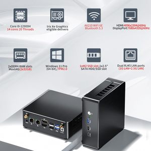 มินิพีซีเกมมิ่ง เจนเนอเรชั่น 13 รุ่น I7 13700H 2*DDR4 แลนคู่ 2.5G LAN NUC คอมพิวเตอร์ตั้งโต๊ะ HTPC DP HD Type-C B14 13700h มินิพีซี B - Product Image 2