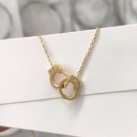 Collier en perles de bambou Lele Jewelry, style tendance et élégant, inspiré des célébrités d'Internet, avec pendentif cadenas et menottes, doux et frais, pour femme
