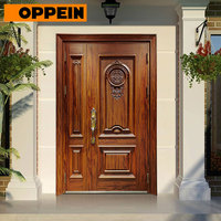 Porte d'entrée double en acier sur mesure OPPEIN, embossée, antivol, pour villa, bâtiment commercial, fabricant