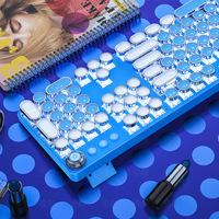 YINDIAO ZK-4 104 Keys Wired Mechanical Punk Style Cyan Switch Pure White Backlight Multimedia Knob Ergonomic Gaming Keyboard