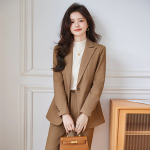 Women's Woolen Suit Set Autumn Winter 2024 Professional Commute Elegant Anti-Wrinkle Polyester Fabric - Product Image 4