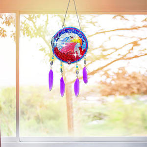 Nouveau décoratif diamant peinture bricolage acrylique artisanat capteur de rêves suspendu plume carillons éoliens 5D Point perceuse diamant peinture - Product Image 5