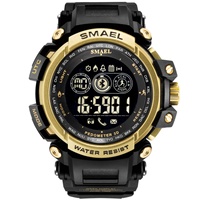 Montre connectée sportive numérique SMAEL 8018 pour homme avec alarme et affichage LED lumineux, étanche 5 ATM, chronographe, plongée