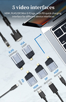 Port vidéo multi-interface 2 en 1 Type C mâle vers port VGA DP femelle Adaptateur de convertisseur Connecteur de charge audio pour TV vidéo HD