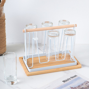 6 Gantungan Pengering Cangkir Kopi dengan Pegangan Kayu, Rak Penyimpanan & <span class=keywords><strong>Display</strong></span> untuk Cangkir Kaca - Product Image 5