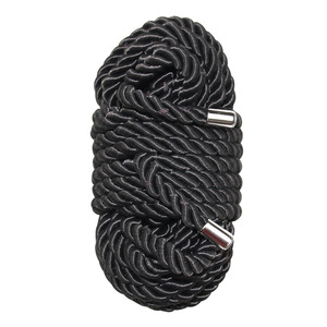 Corde en coton noir 10M avec embout métallique de forme ronde pour bondage et jeux coquins, usage adulte - Product Image 3