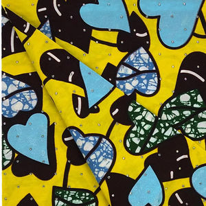 Tissu africain chaud de sables de diamant tissu imprimé africain diamants verts 100% coton africain Hollan cire imprime des tissus par la cour - Product Image 2